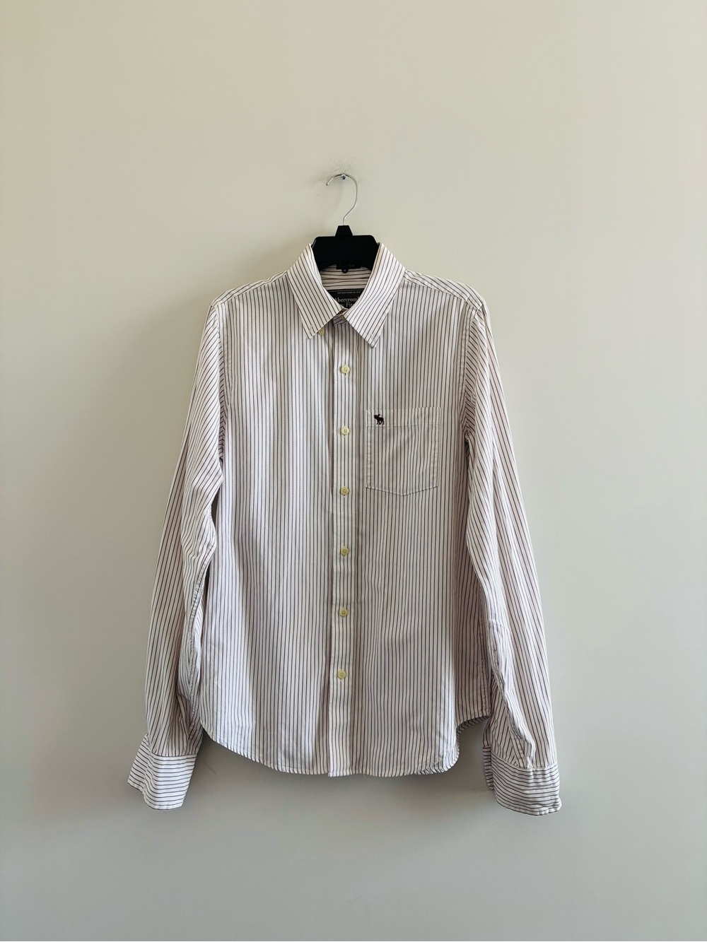 Y2K Abercrombie & Fitch Button Down Shirt Muscle Burgundy Stripe Mens M Preppy